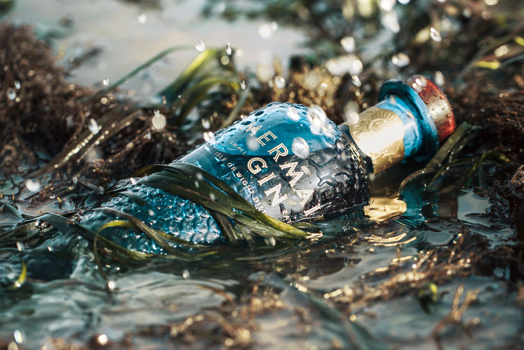 Mermaid Gin bottle sustainably made in sea water and seaweed